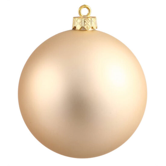 Ornament Ball Champagne Matte 60mm in a matte champagne/light gold finish with a gold cap and ring.