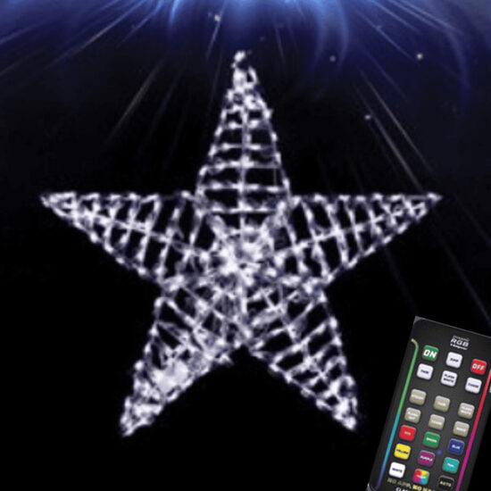 Illuminated 5-point star wire frame with RGB+Warm White lights