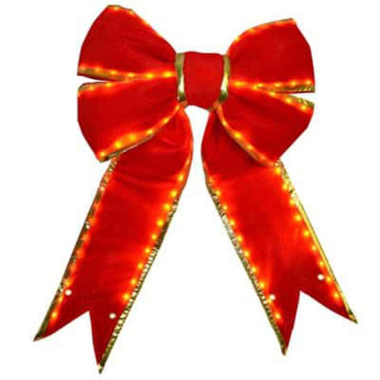 Red Bow with Gold Trim – Pre-Lit